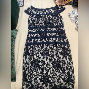 Navy and White, Lacey, Tadashi Shoji, size 16